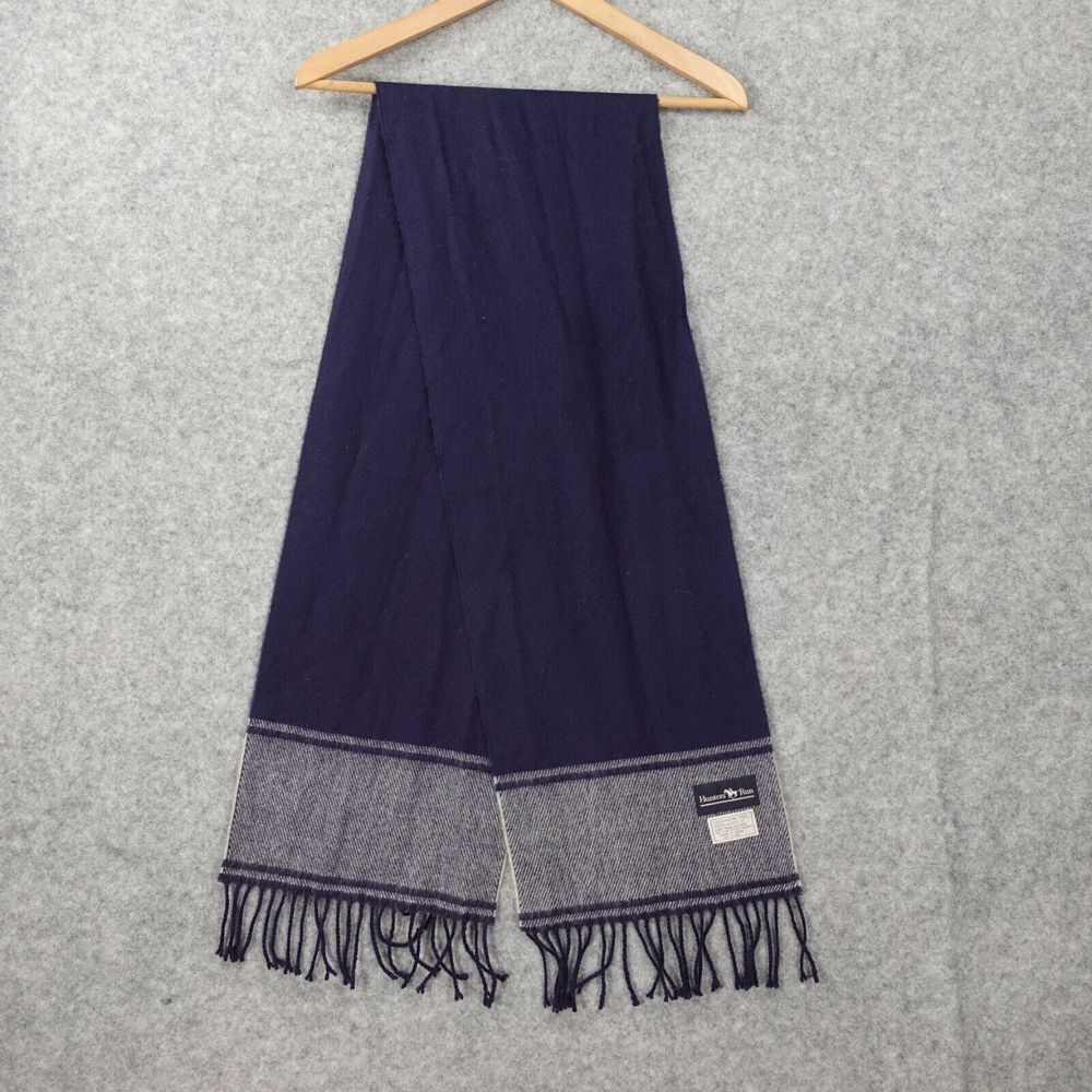 Preppy Twill Woven Scarf Dark Blue Faux Cashmere Muffler HUNTERS RUN JAPAN 62x10